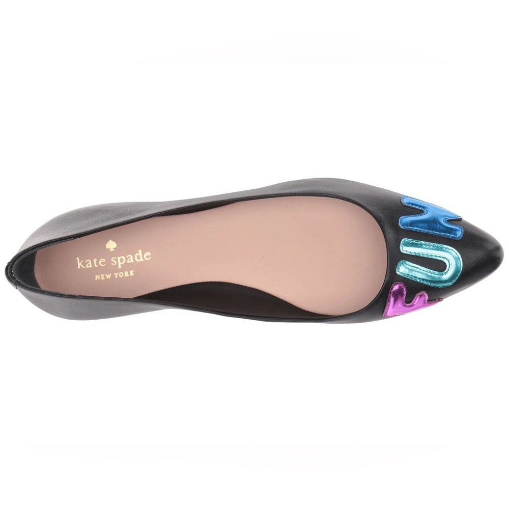 kate spade Black Flats with Colorful FUN Detail